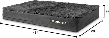 The Dog’s Bed Orthopedic Memory Foam Dog Bed Mattress,Fur Fabric,Grey Fur, XL, 6-Inch