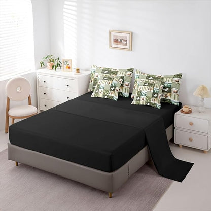 Erosebridal Green Camo Twin Comforter Set with Sheets | Mallard Duck Camo Deer 7-Piece Bedding Set Mens Country Camouflage Bed in a Bag, Woodland Animals Farmhouse Bed Sets,Cabin Duck Hunting Decor