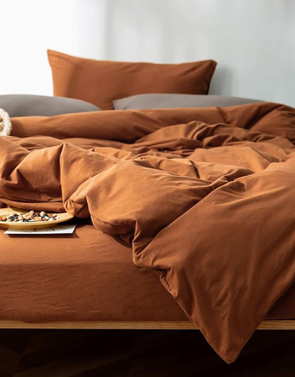Houseri King Pumpkin Colored Comforter Set Terracotta Rust Bedding King Size Caramel Brown Comforters Warm Soft Comfy 3 Piece Breathable Durable Dusty Burnt Orange Country Style Bed Quilt Blanket King
