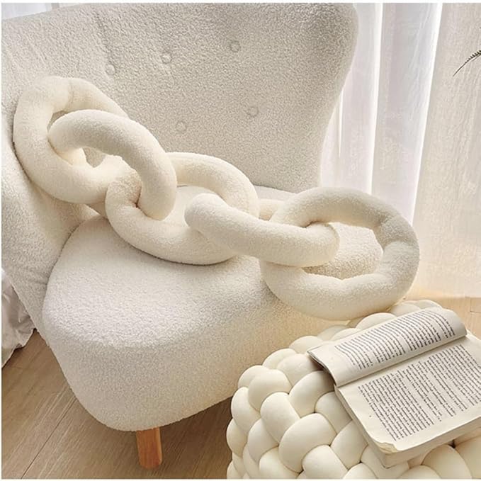 Long Chain Throw Pillow Knot Pillow，Knotted Chain Shape Cushion Dorm Room Decor Household Throw Knot Decorative Cushion for Bed Living Room (Pink)