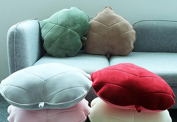 Tree Leaves Pillow Cute Pillow Plant Shape Pillow Soft Leaf Cushion Suitable for Bedroom Sofa Sofa Living Room Home Decoration (19.69 * 19.69, Dark Gray)