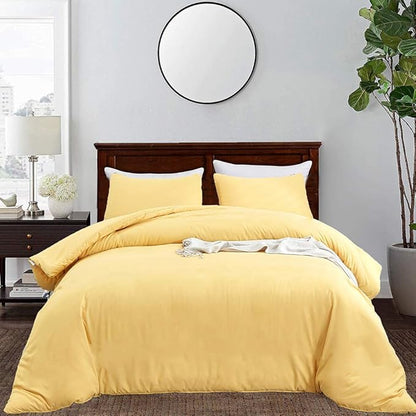 CLOTHKNOW Yellow Twin/Twin XL Comforter Set 3Pcs Light Yellow Bedding Comforter Sets Soft Cozy Bed Comforter Women Men Bedding Sets