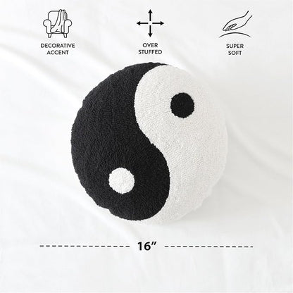 Urban Lifestyle Yin-Yang Throw Pillow, Black/White