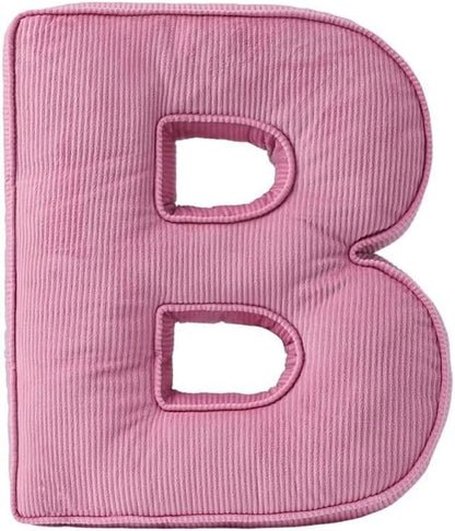 Pink Letter Plush Pillow, Letter Hugging Throw Pillows, Decorative Corduroy Initial Letter Shaped Throw Pillows, Letter Pillows English Alphabet A to Z for Sofa Bedroom Living Room Decor (B)