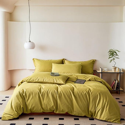 CLOTHKNOW Moss Green King Size Comforter Set 3Pcs Chartreuse Bedding Comforter Sets Green Yellow King Comforter with 2 x Pillow Cases