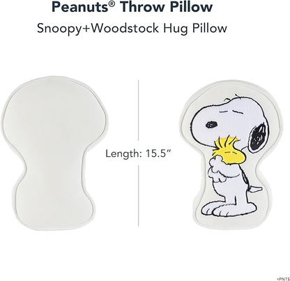 Berkshire Peanuts® Plush Throw Pillow, Gift Idea, Snoopy Cute Character Shaped Cushion, Soft Cozy Decor for Bed Couch Chair(Snoopy + Woodstock Hug Pillow All Colorways, 15.5’’ L)