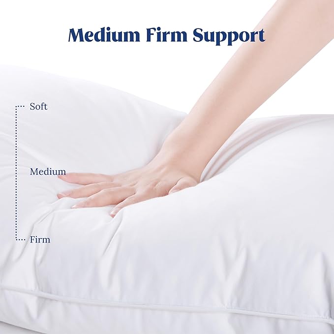 puredown® Goose Feather Down Pillows Queen Size Set of 2, Soft Fluffy Luxury Hotel Collection Bed Pillow for Back, Stomach or Side Sleeper.