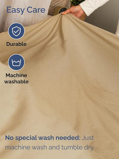 Extra Deep Twin Sheet Set - 4 Piece Breathable and Cooling Sheets - Hotel Luxury Bedding for Women, Men, Kids & Teens - Easy & Secure Fit - Soft and Wrinkle Free - Extra Deep Pockets - Heathered Tan