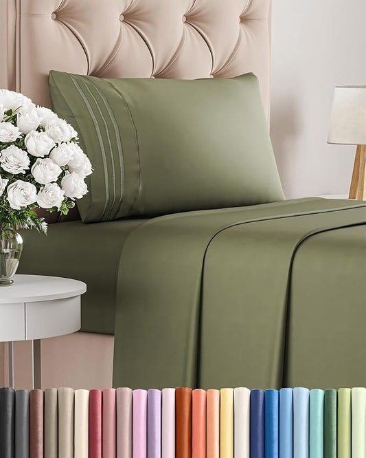 Twin XL Size 3 Piece Sheet Set - Comfy Breathable & Cooling Bed Sheets Set - Hotel Luxury Bedding for Women, Men, Kids, Teens, Boys & Girls - Deep Pockets, Soft, Wrinkle Free - Oeko-Tex - Sage Green
