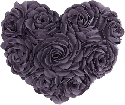 JWH Valentine's Day Throw Pillow Covers Decorative Flower Accent Pillow Cases Heart Shaped Cushion for Couch Living Room Bed Chairr 14 x 16 Inches Lavender Purple