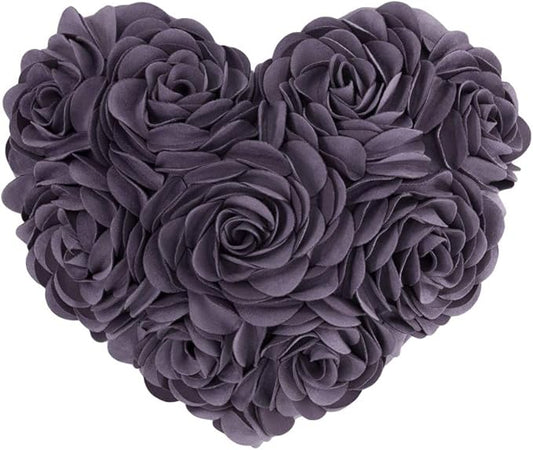 JWH Valentine's Day Throw Pillow Covers Decorative Flower Accent Pillow Cases Heart Shaped Cushion for Couch Living Room Bed Chairr 14 x 16 Inches Lavender Purple