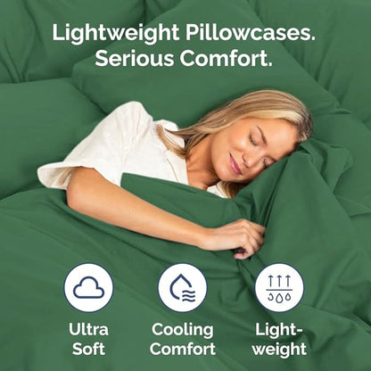 Queen Pillow Cases Set of 4 - Ultra Soft Hotel Quality Pillowcase Covers - Comfy, Cozy & Wrinkle Free - Shrinkage and Fade Resistant - Machine Washable Pillow Protectors - 4 Piece Set - Emerald Green