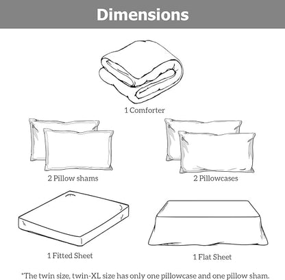 Pink King Size Comforter Set, Reversible Bedding Set, 7-Piece Soft Bed in a Bag with Comforter, Sheets, Pillowcases & Shams, All Seasons Boho King Bed Set