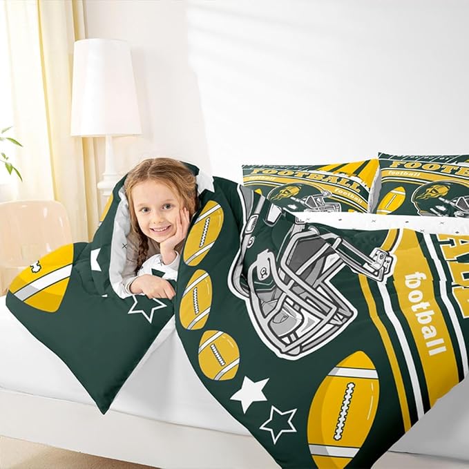 Feelyou Football Bedding Set Boys Girls Full Size Women Men Football City Comforter Rugby Sports Duvet Quilt Bedroom Decor