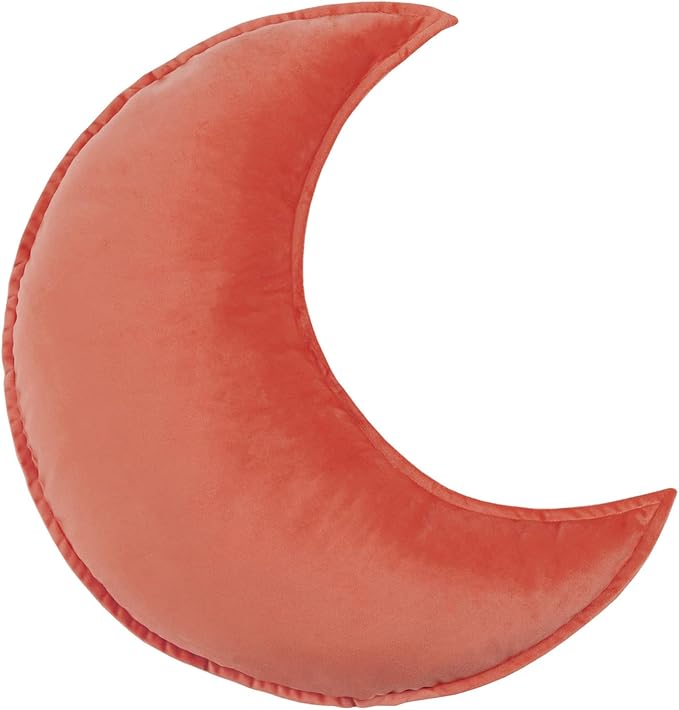 Moon Shaped Throw Pillow Star Couch Cushion Decorative Pillows Fluffy Velvet Stars Home Decor Plush for Bedroom (Moon, Brick Red)