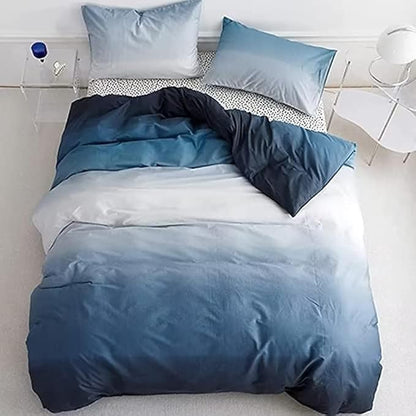 Houseri White and Blue Comforter Set California King Gradient Blue Comforter Bedding Sets Cal King Size, Cal King(96''x104''-Comforter)