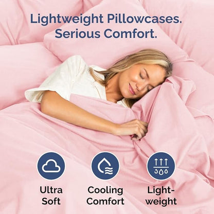 King Pillow Cases Set of 4 - Ultra Soft Hotel Quality Pillowcase Covers - Comfy, Cozy & Wrinkle Free - Shrinkage, Stain & Fade Resistant - Machine Washable Pillow Protectors - 4 Piece Set - Baby Pink