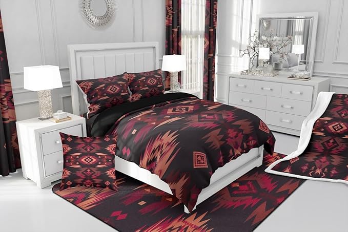 Feelyou Kids Western Boho Aztec Comforter Set,Southwestern Country Rustic Bedding Set Twin Size,Boys Girls Bedroom Room Decor,Farmhouse Western Comforter,Southwestern Bed Set