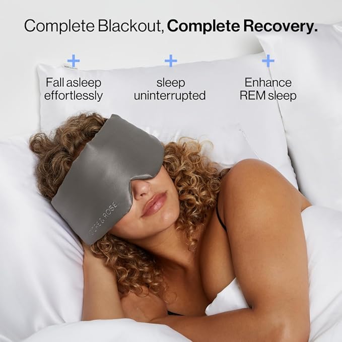 Dore & Rose Deep Sleep Mask Light Blocking, 23 Momme Mulberry Silk Eye Mask, Ultra Soft, Adjustable - Travel Sleeping Mask for Men & Women - Charcoal