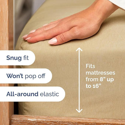 Full XL Bed Sheet Set - 4 Piece Extra Long Extended Full XL Sheets - Ultra Soft, Breathable & Cooling - Fits 8" to 16" Mattress with Deep Pockets - 54" x 80" - Wrinkle & Fade Resistant - Heathered Tan