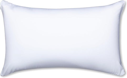 PILLOWY 12" x 20" Throw Pillow - White: 1 PCS Luxurious Premium Microbead Pillow with 85/15 Nylon/Spandex Fabric. Forever Fluffy, Outstanding Beauty & Support. Silky, Soft & Beyond Comfortable