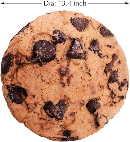 HYSEAS Round Throw Pillow 13.4 Inch Chocolate Cookie, 3D Digital Print Decorative Comfortable Soft Plush Funny Food Shaped Pillow Light Weight Seat Pad Cushion for Couch, Chair, Floor, Sofa