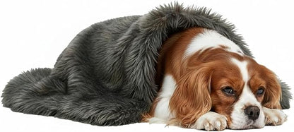 Pets Bed Blanket Dogs Reversible Soft Dog Throw Blankets Cats Mat Sleeper Fuzzy Pet Couch Covers Washable Cat Puppy Cover for Beds Car Sofa Travel Double Sided Furniture Protection (Dark Gray,M)