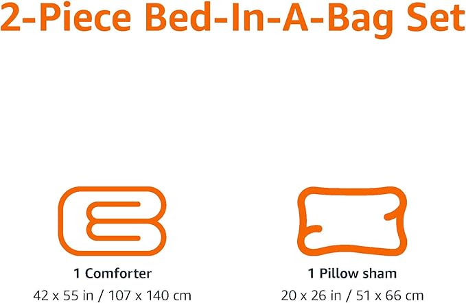 Amazon Basics 2 Piece Microfiber Kid's Comforter and Pillow Sham Set, Toddler, Purple Flowers, Floral