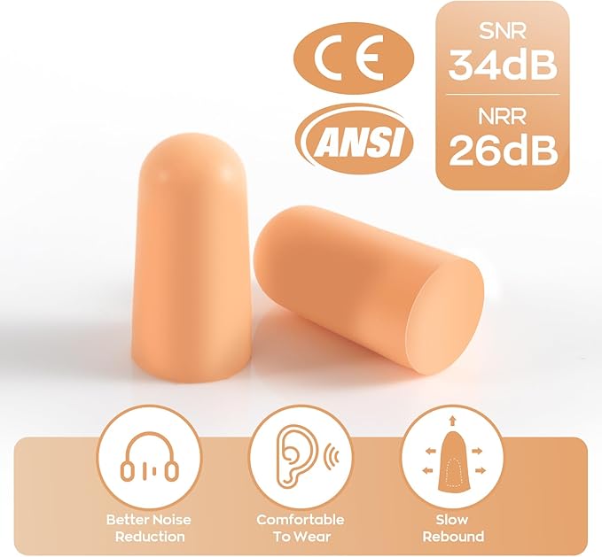 10Pairs Foam Earplugs, Noise Cancelling Ear Plugs for Sleeping Hearing Protection for Shooting Range, Work, Travel,Concert