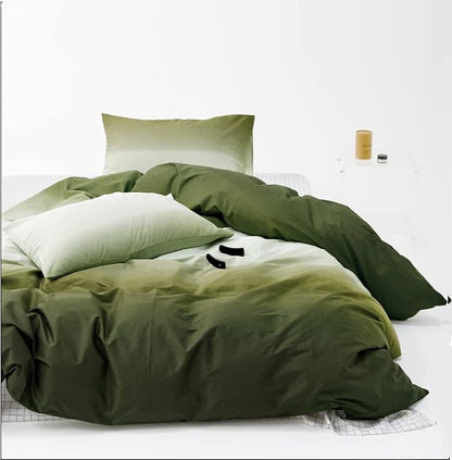 Cottonight Gradient Army Green Comforter Set King Dark Green Bedding Comforter Set Gradient Grey and Green Blanket Quilts Modern Soft Breathable Aesthetic Green Bedding Set for Women Men