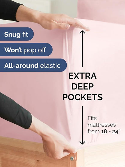 Extra Deep Queen Sheet Set - 6 Piece Breathable and Cooling Sheets - Hotel Luxury Bedding for Women, Men, Kids & Teens - Easy & Secure Fit - Soft and Wrinkle Free - Extra Deep Pockets - Lavender Pink