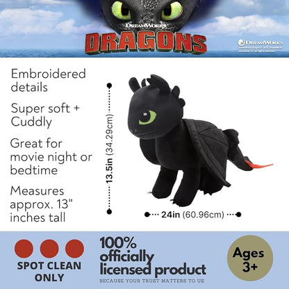 How To Train Your Dragon Toothless Bedding Super Soft Cozy Cuddle Pillow Buddy, (Officially Licensed Product) By Franco