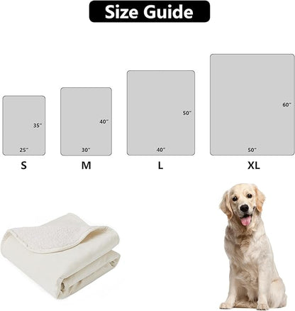 Waterproof Dog Blankets for Medium Dogs, Washable Pet Blanket for Indoor Cats, Plush Sherpa Puppy Throw Furniture Protector for Bed Couch Sofa(30"x40",M,Beige)