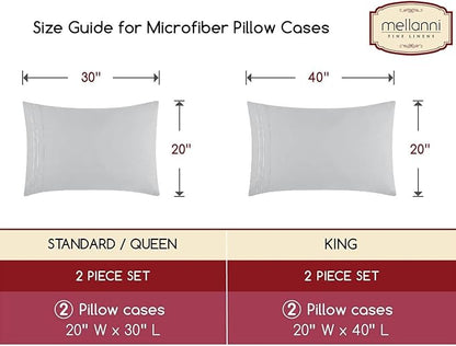 Mellanni Pillow Cases - Luxury, Extra Soft, Cooling Pillow Covers - 2 PC Iconic Collection Pillowcases - Envelope Closure (Standard/Queen 20" x 30", Light Gray)