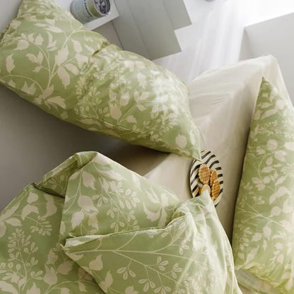 CLOTHKNOW Green Leaves Full Comforter Sets Boho Bedding Comforter Sets Botanical Comforter Green Comforter with 2 x Pillow Cases