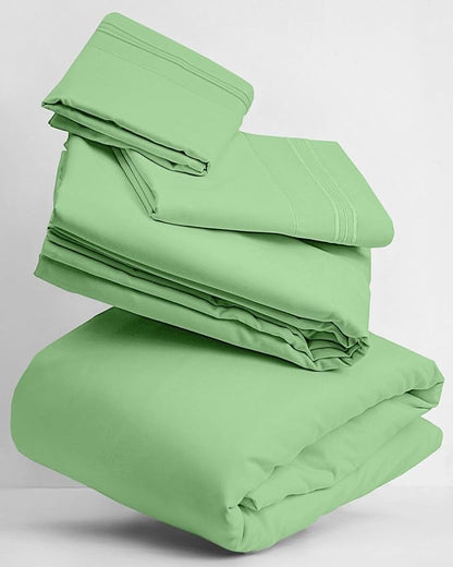 Mellanni Twin XL Sheets Set - 3 PC Iconic Collection Bedding - Hotel Luxury, Extra Soft, Cooling Bed Sheets - Wrinkle, Fade, Stain Resistant (Twin Extra Long, Pistachio)