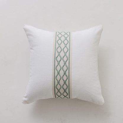 Throw Pillow Covers with Insert Included, with Embroidered Detail, 18 x 18 inches, Decorative Throw Pillow for Sofa Couch Bed (White, 18" L x 18" W)