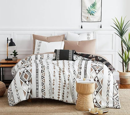Geniospin Super King Plus Size Comforter Set- 7 Pieces Boho Bed in a Bag, Western Bedding Set for All Seasons, Reversible Aztec Bedding, Lightweight Comforter Bed Set with Sheets, Pillowcases & Shams
