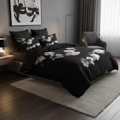 Cherry Blossom Comforter Set Full Size,Japanese Bedding Set for Girls, Hoilday Decor Down Alternative Comforter with 2 Pillowcases/79 * 90