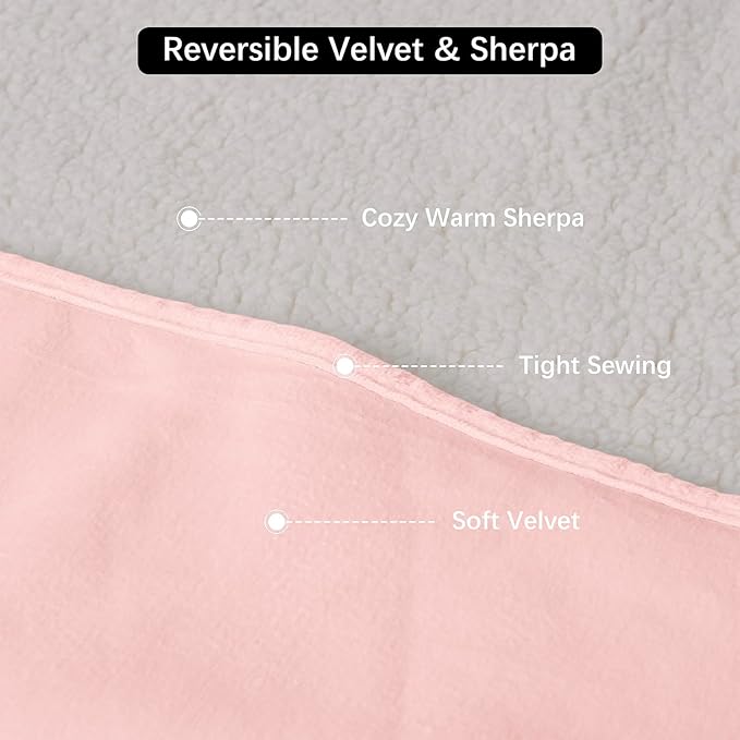 Waterproof Dog Blankets for Medium Dogs, Washable Pet Blanket for Indoor Cats, Plush Sherpa Puppy Throw Furniture Protector for Bed Couch Sofa(30"x40",M,Pink)