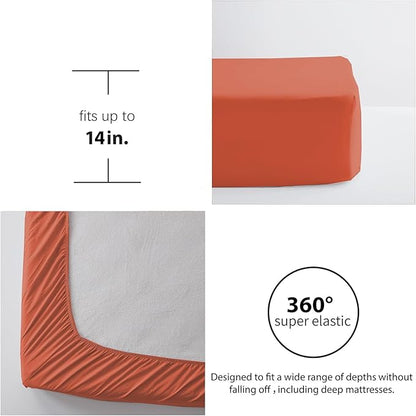 Zzlpp Full Comforter Set 7 pieces, Burnt Orange Seersucker Bed in a Bag with Sheets, Lightweight Bedding Sets with 1 Comforter, 2 Pillow Shams, 2 Pillowcases, 1 Flat Sheet, 1 Fitted Sheet