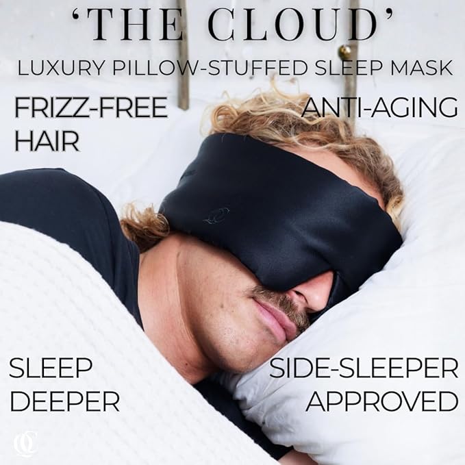 Padded Silk Sleep Mask, Sleep on Your Side Longer, Total Blackout Liner Blocks Light, Lightweight, 100% Silk 22 Momme, Soft Lightweight Stuffing Feels Like a Cloud on Your Eyelids (Obsidian Black)