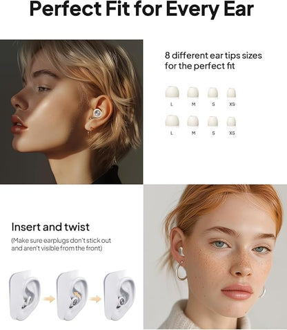 Ear Plugs for Sleeping Noise Cancelling, Reusable Silicone Ear Plugs for Sleeping with 8 Eartips and Case, 45dB Noise Reduction, High-Fidelity Hearing Protection EarPlugs for Concert and Snoring,White