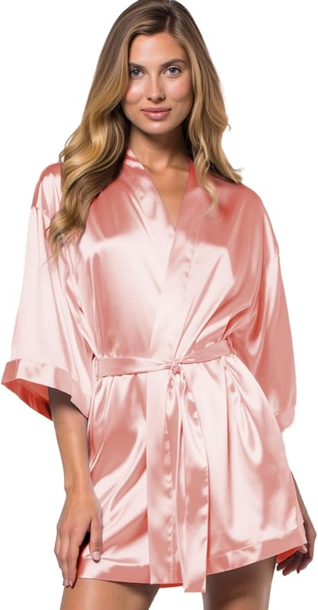 Turquaz Women's Bride Bridesmaids Silky Robe Satin Kimono Robes for Women Lingerie