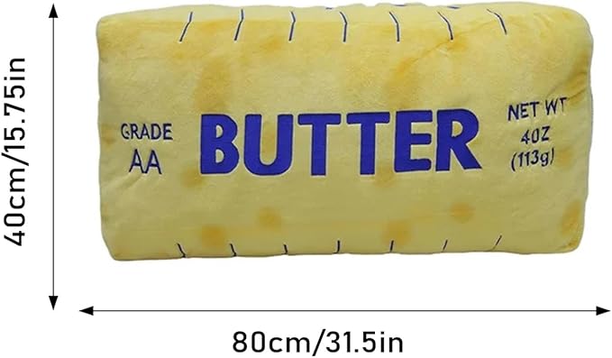 Jumbo Butter Pillow 32 Inch - Soft Yellow & Blue Valentine's Day Cushion, Oversized Cuddly Butter Stick Pillow for Home Decor, Hugging & Lounging, Quirky Gift for Adults