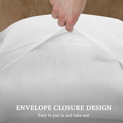 BHZ White Satin Goose Down Feather Pillows King Size with Pillowcase for Hair and Skin, Cooling Pillow Cases Similar to Silk Pillow Cases, Decorative for Women, Mom Men