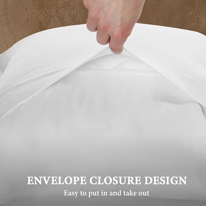 BHZ White Satin Goose Down Feather Pillows King Size Set of 2 with Pillowcase for Hair and Skin, Cooling Pillow Cases Similar to Silk Pillow Cases, Decorative for Women, Mom Men