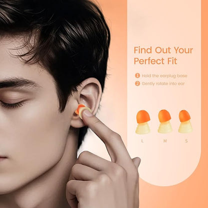 Zeroplus Cocoon EarPlugs - Ultra-Comfy Reusable Noise Reducing Earplugs 26dB NRR for Sleep,Deep Focus,Travel, Noise Sensitivity Hearing Protection Noise Reduction(Orange)
