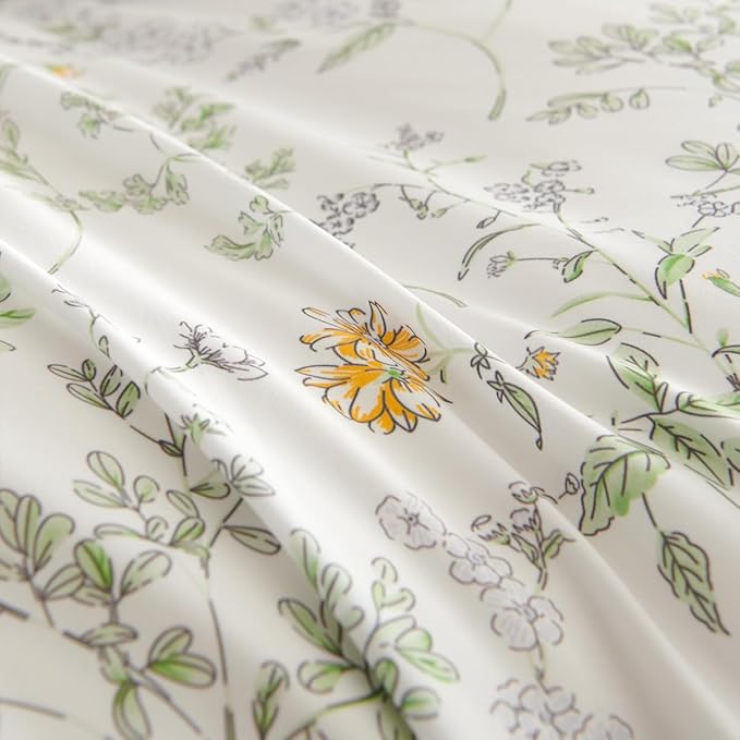 Botanical Comforter Set King Sage Green Reversible Floral Bedding Set Farmhouse Leaf Bedding 3Pcs Modern Aesthetic Comforter with 2 Pillowcases Ultra Soft Breathable