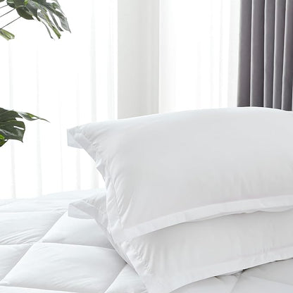 Comforter King Size, 7 Pieces Luxurious All Season Cooling Fluffy Soft Quilted Down Alternative Comforter (102x90 Inch), Box Stitched (White Square, King)